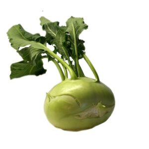 Kohlrabi, Round Globe with leaves at the top. German Cabbage.