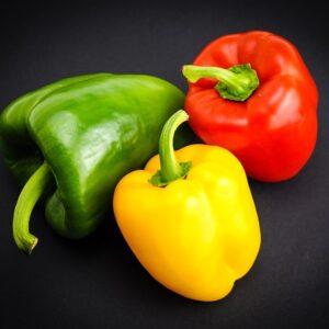 Green, red, and yellow bell pepper